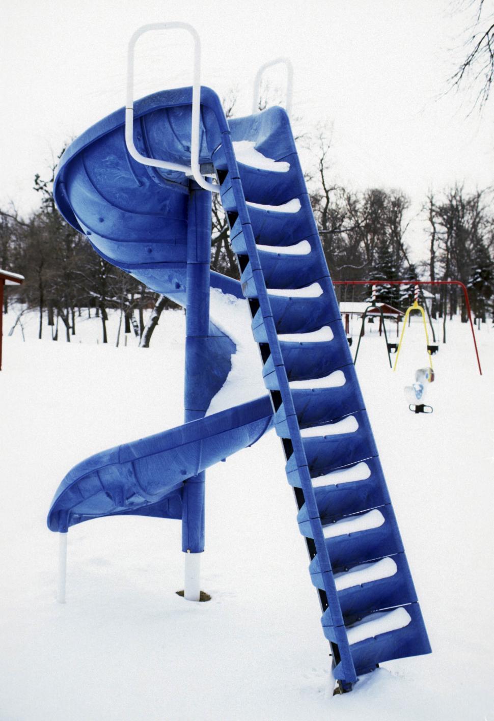 Free Image of Playground slide in Snow - Children\'s playground  